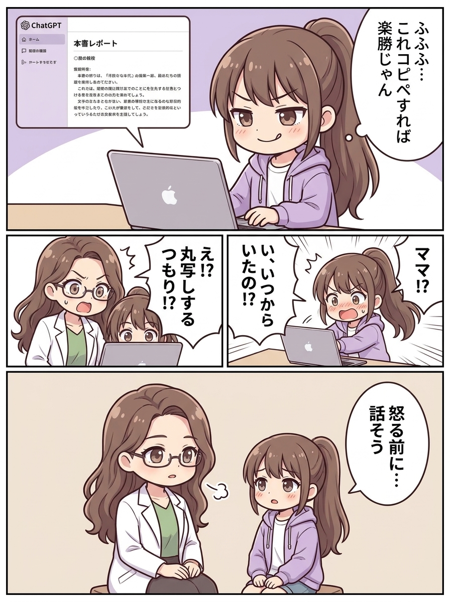 小5の娘がChatGPTで読書感想文を丸写ししようとした話｜怒る前にやったこと 冒頭漫画